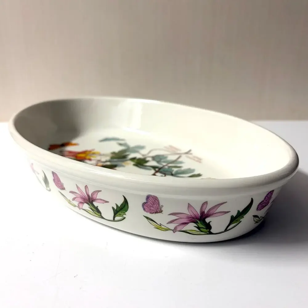 Portmeirion Botanic Garden Oval Baking Dish Aquilegia Slender Gracilis Columbine